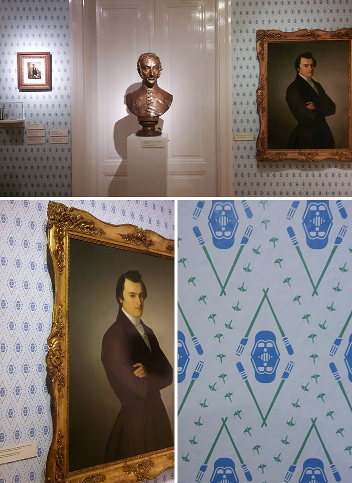 I Was At The National Gallery In Slovakia And Noticed They Use Star Wars Wallpaper On One Of The Walls In A 19th-Century Art Exhibit