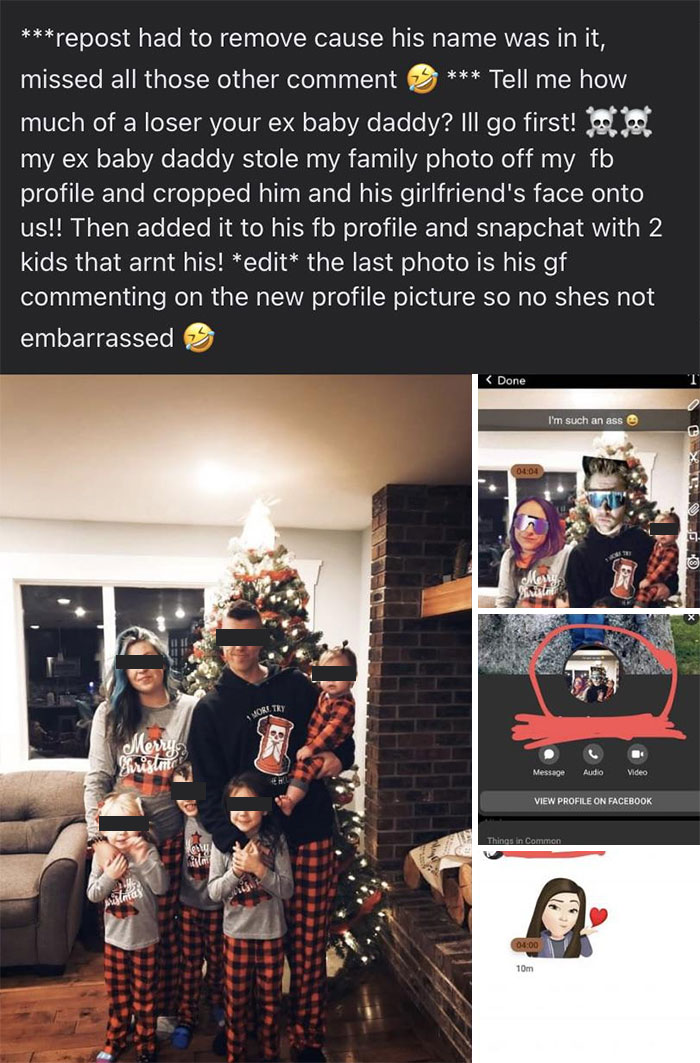 Ex Baby Daddy Photo Shops His & New Gfs Faces Onto His Ex Baby Moms Christmas Photos