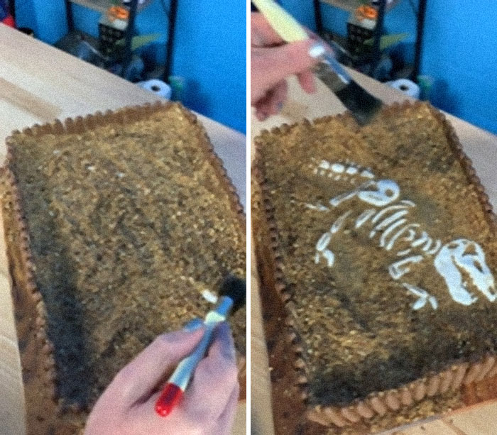 What Do You Think Of My Dinosaur Fossil Reveal Cake?