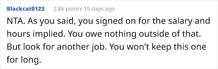 Woman Refuses To Go Beyond 9-5 For Her Salaried Position, Work Drama Ensues Woman Refuses To Go Beyond 9-5 For Her Salaried Position, Work Drama Ensues