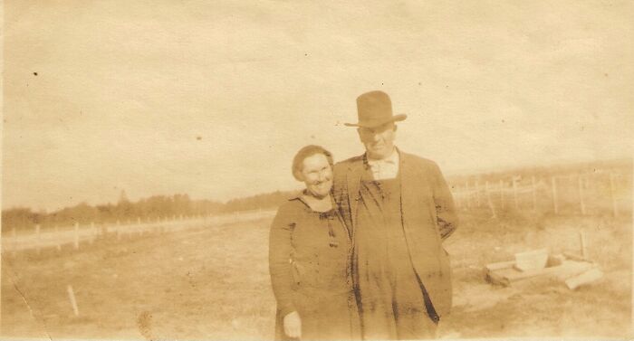 Grandma And Grandpa Ryder, Alberta Homestead 1924