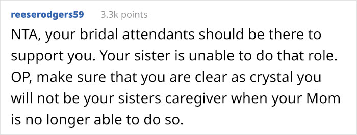 Mom Is Expecting Her Younger Daughter To Make Her Mentally Ill Daughter Her Bridesmaid, But The Bride-To-Be Can’t See That Happening Mom Is Expecting Her Younger Daughter To Make Her Mentally Ill Daughter Her Bridesmaid, But The Bride-To-Be Can’t See That Happening