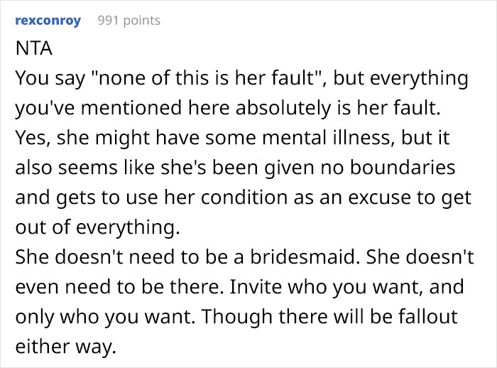 Mom Is Expecting Her Younger Daughter To Make Her Mentally Ill Daughter Her Bridesmaid, But The Bride-To-Be Can’t See That Happening Mom Is Expecting Her Younger Daughter To Make Her Mentally Ill Daughter Her Bridesmaid, But The Bride-To-Be Can’t See That Happening