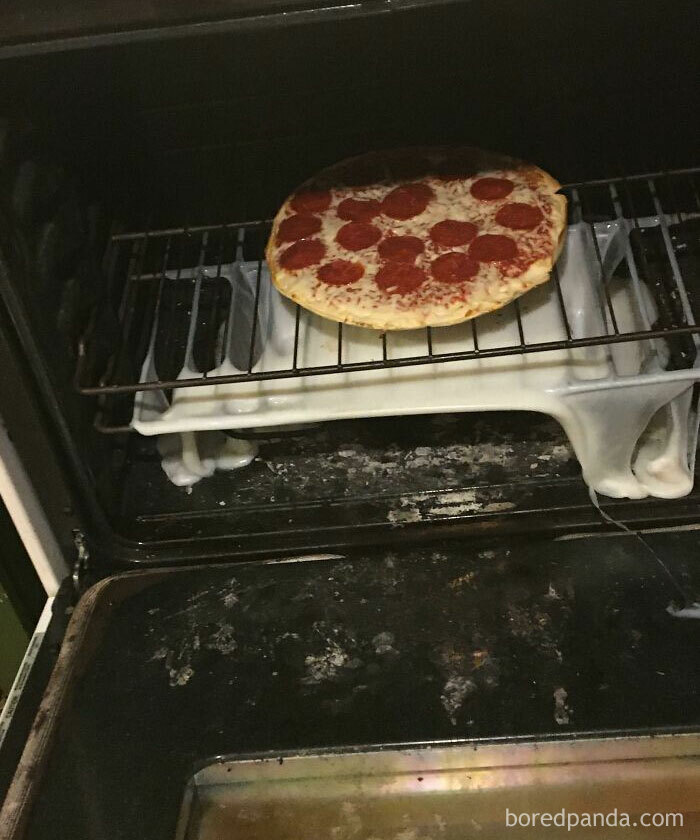 My Brother Put A Chopping Board Under The Pizza To Catch The Stuff It Drops