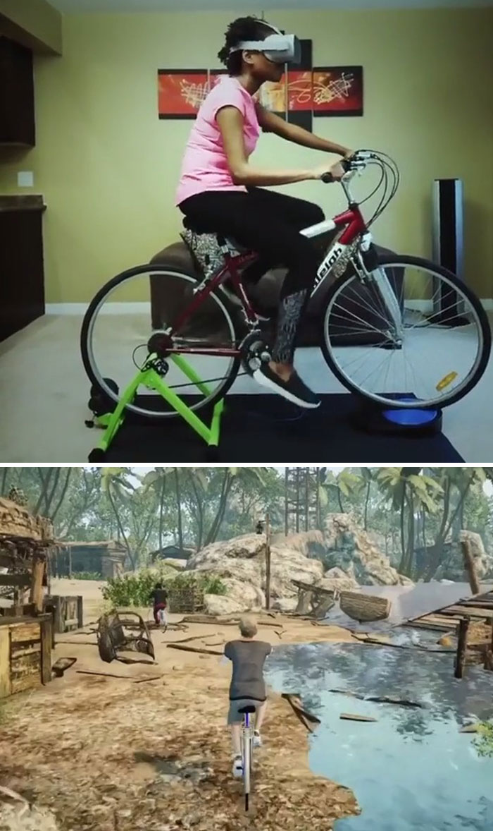 Esta bicicleta te permite viajar en mundos virtuales desde tu casa