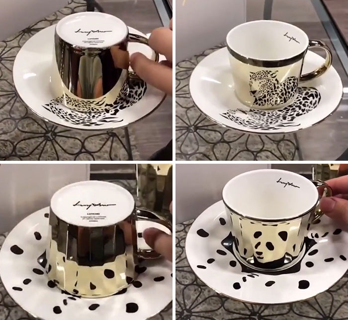 These Reflecting Cups That Reveal A Picture Once Lined Up Correctly