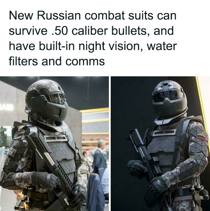 Russian State-Owned Military Developer Rostec Basically Just Created A Real Life Robocop. The Team Has Just Announced Their Fourth Line Of Armour, Which Can Apparently Withstand A Direct Shot From A .50 Caliber Bullet