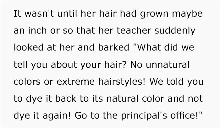 Student Gets In Trouble For Her Natural Hair Color Defying Schools Dress Code, Maliciously Complies By Dyeing It Student Gets In Trouble For Her Natural Hair Color Defying Schools Dress Code, Maliciously Complies By Dyeing It