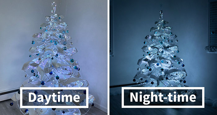 We Made A Floating Christmas Tree From Reflective Foam Insulation, And Here’s The Result