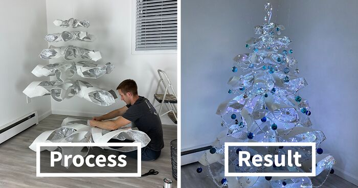We Made A Floating Christmas Tree From Reflective Foam Insulation, And  Here's The Result
