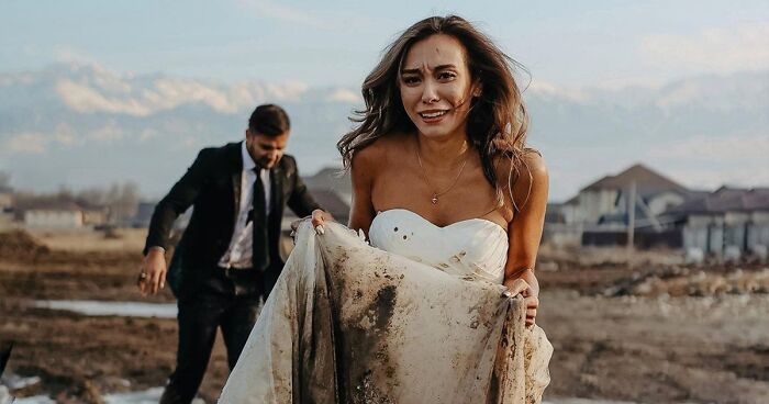 This Couple Accidentally Fell Into Mud During Their Wedding Photoshoot ...