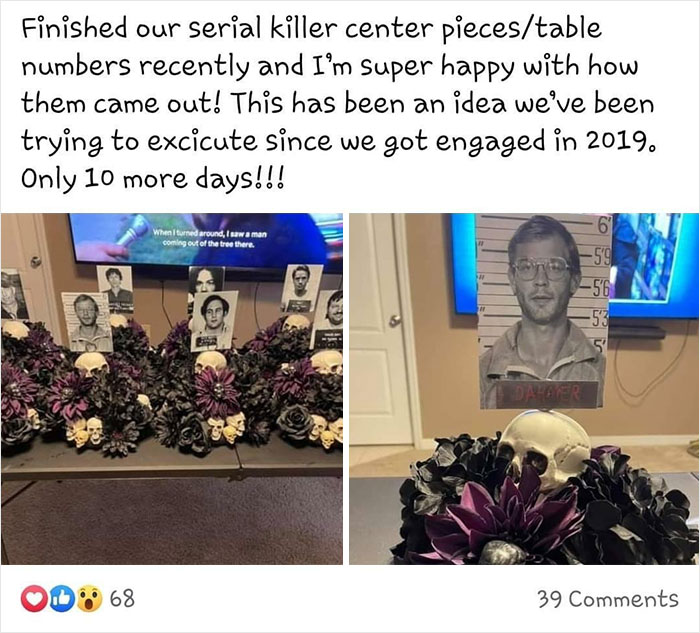 Umm… It’s A No From Me… Serial Killer Themed Center Pieces For Halloween Wedding