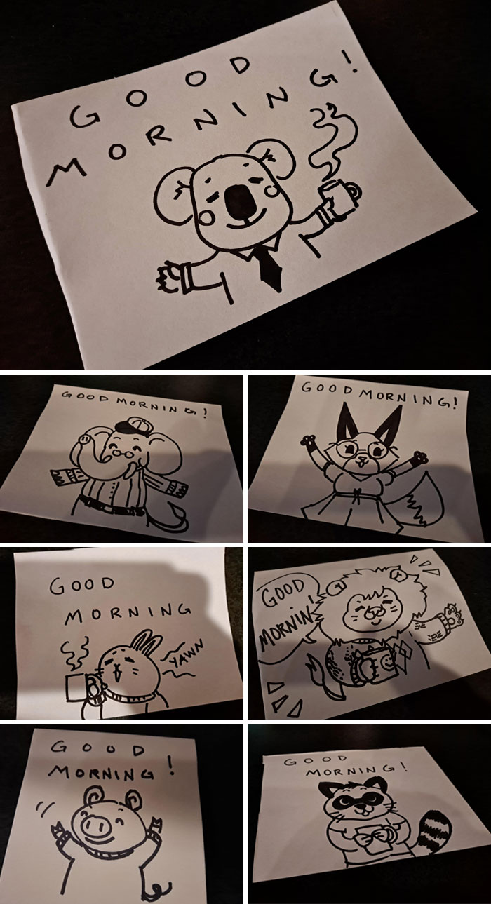 I Draw Little Pictures Daily For My Coworkers To Find In The Morning After I Leave Third Shift