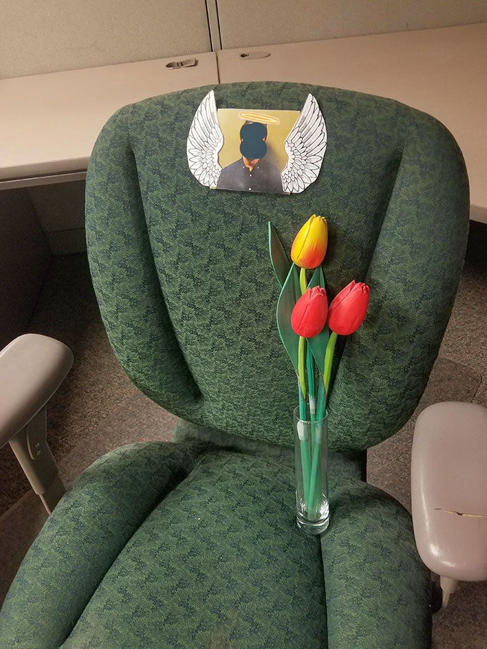 Someone Made A Memorial For A Coworker Who Moved To A Different Cubical