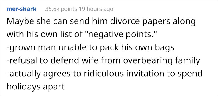 Woman Isn't Invited For Christmas With Husband’s Family Because Of Last Year's 'Negative Points', Drama Ensues When She Doesn't Pack Bags For Husband To Go Alone