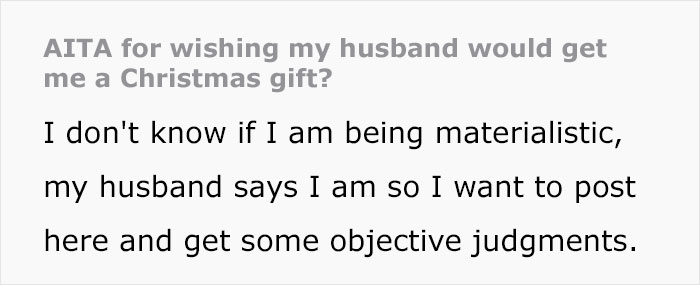 Breadwinner wife asks if she is being materialistic for wanting to give her husband a Christmas present
