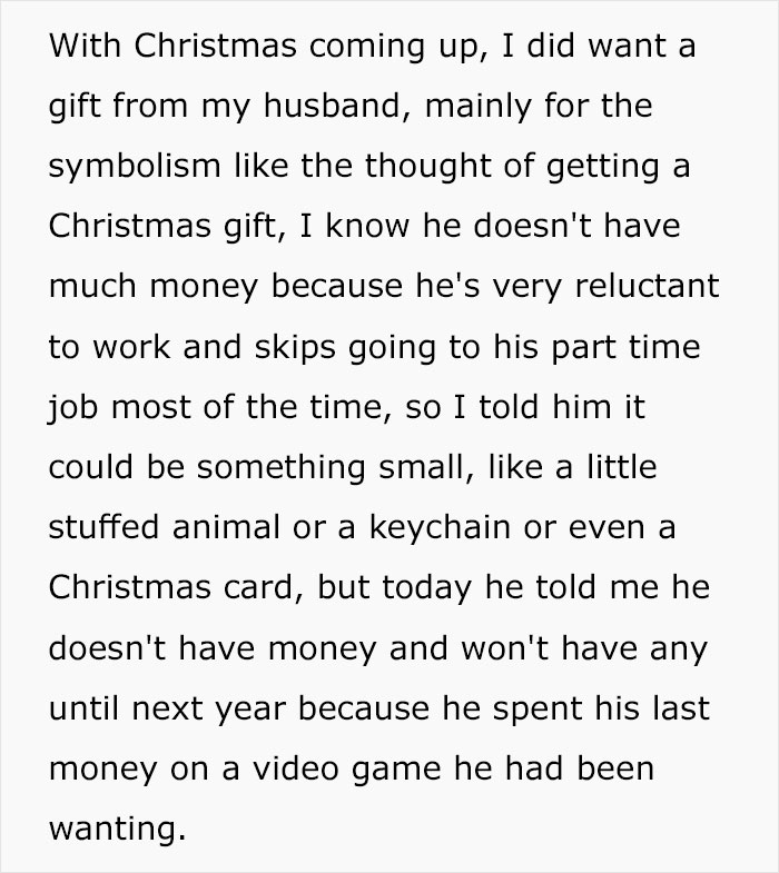 Breadwinner Wife Is Accused Of Being Materialistic After She Tells Her Husband She’d Like A Small, Symbolic Christmas Gift