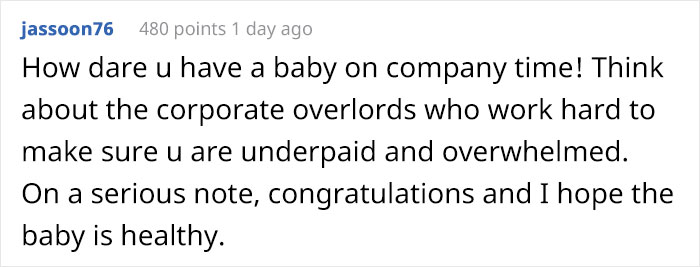 Employee forced to continue working after going into labor 