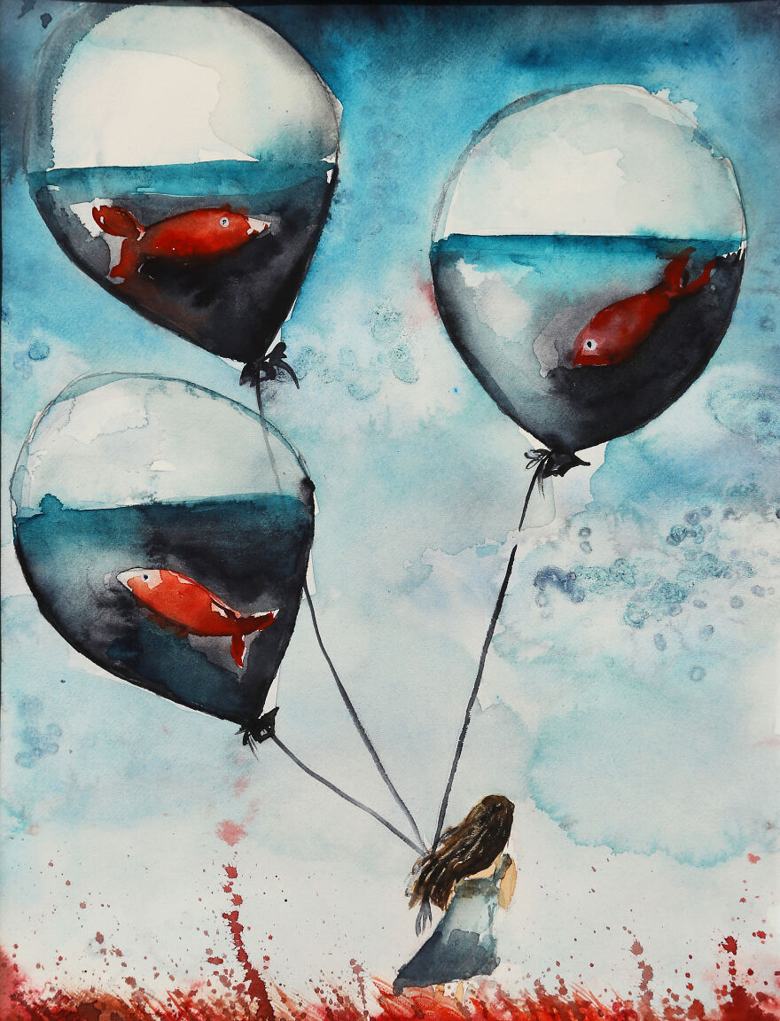 Girl With Airballoons By Evgenia Smirnova