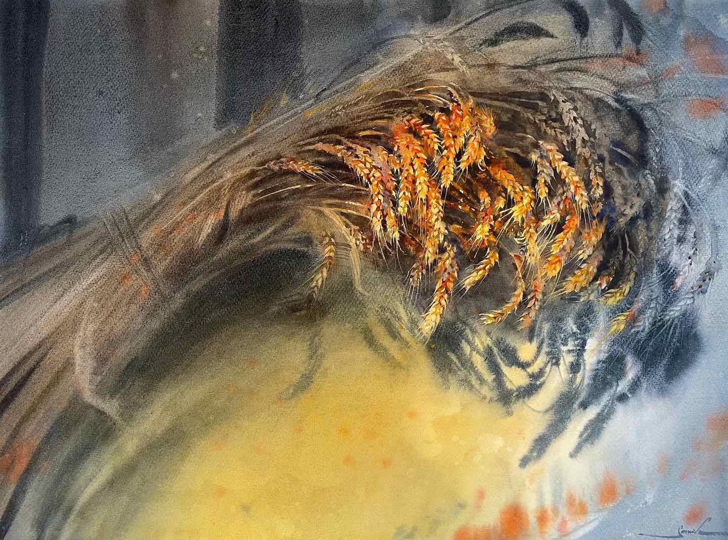 Watercolor, Bunch Of Wheat, 56×76, 2021