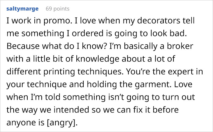 Manager Asks Lead Embroiderer To Stop Bugging Her With Quality Control Emails, Which Ends Up Costing The Company $10K Manager Asks Lead Embroiderer To Stop Bugging Her With Quality Control Emails, Which Ends Up Costing The Company $10K