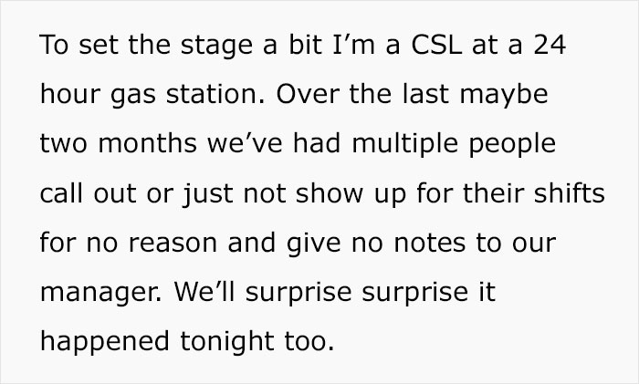 “Do Not Tell Anyone About Last Night”: Manager Won’t Pick Up Her Phone So Gas Station Employee Leaves The Store Unlocked Because Nobody Showed Up To Relieve Them “Do Not Tell Anyone About Last Night”: Manager Won’t Pick Up Her Phone So Gas Station Employee Leaves The Store Unlocked Because Nobody Showed Up To Relieve Them