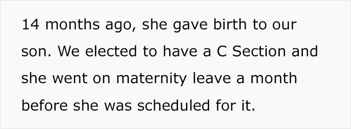 "AITA For Allowing My Wife To Extend Her Maternity Leave At My Company But Not One Of My Other Employees?" "AITA For Allowing My Wife To Extend Her Maternity Leave At My Company But Not One Of My Other Employees?"