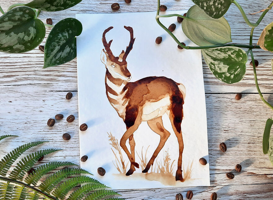 My Boyfriend Asked Me To Paint With His Coffee, Here Is The Result (8 Pics)