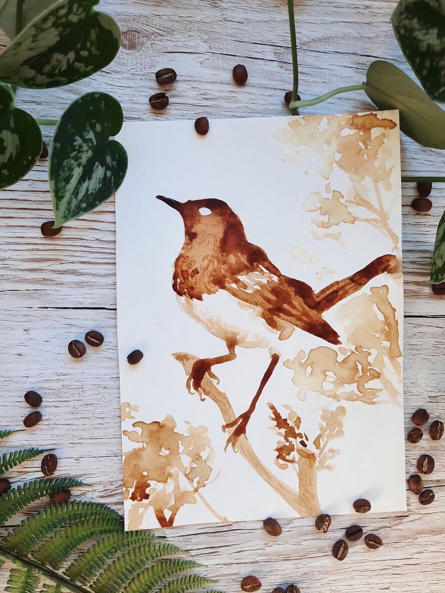 My Boyfriend Asked Me To Paint With His Coffee, Here Is The Result (8 Pics)