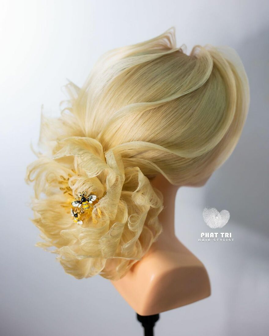 Vietnamese Hairdresser Creates Amazing Designs In The Shape Of Flowers (37 Pics)