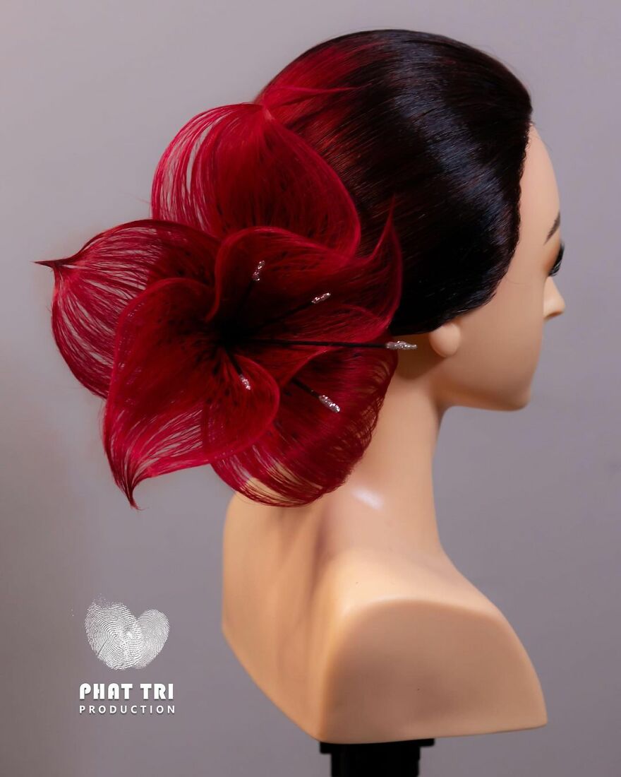 Vietnamese Hairdresser Creates Amazing Designs In The Shape Of Flowers (37 Pics)