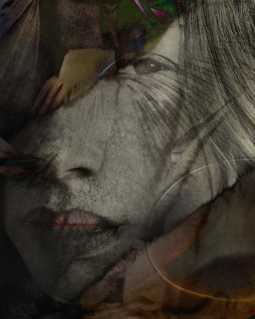 Abstract artistic portrait showing a beautiful woman with textured shadows, captured by photographers around the world.