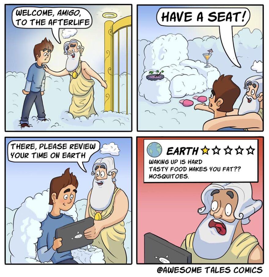 Artist Shows In Adorable Comics What The Afterlife Would Be Like (19 Comics)