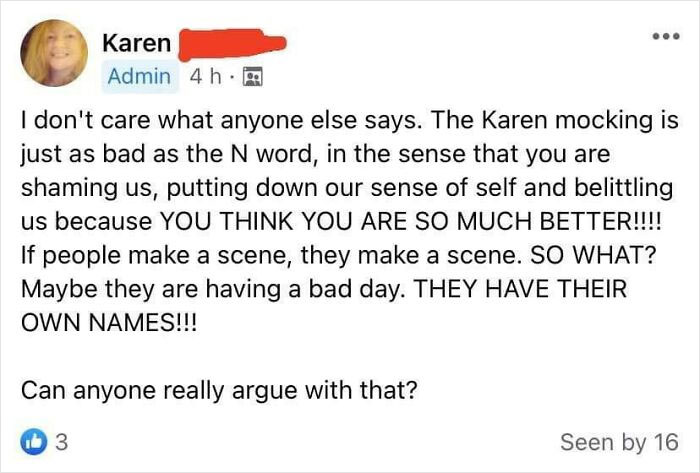 Karen Running A Group I Infiltrated Posted This