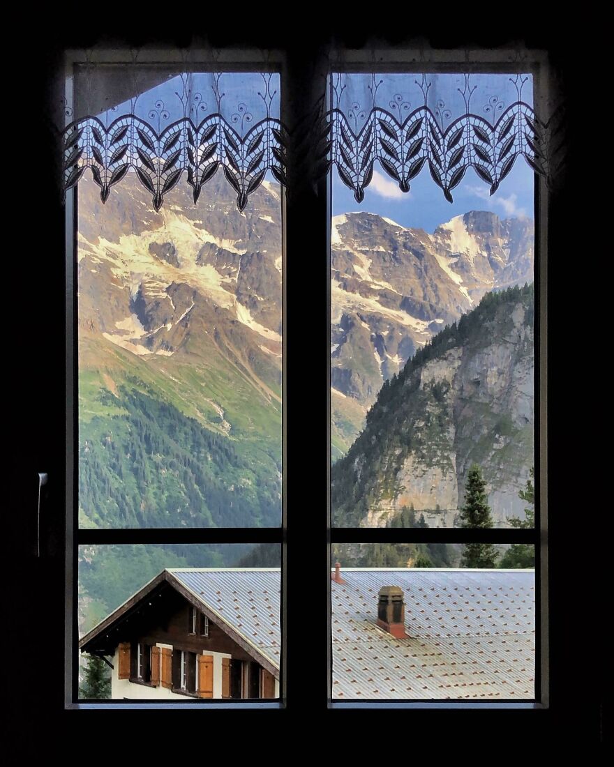 Window View From A Little Town In Switzerland