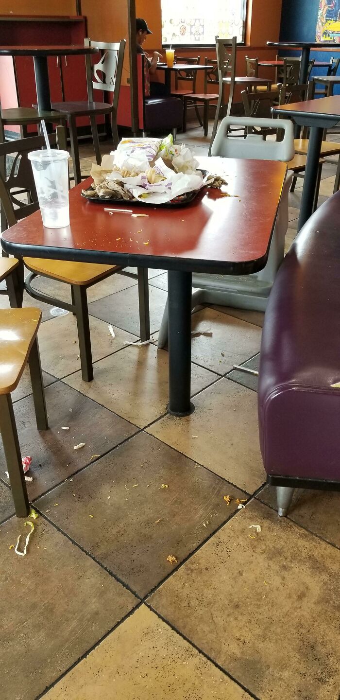 When Customers Leave The Table Like This When They're Less Than Ten Feet Away From A Trash Can