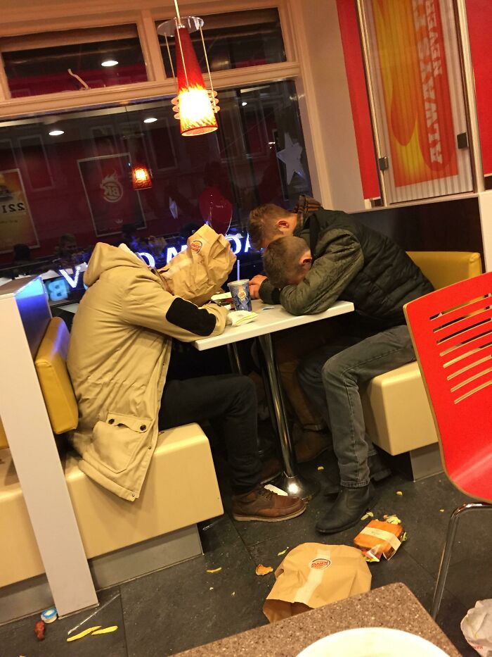 Saw This Group Of Friends Having, What Seems To Be A Hard Time, 5am Last Night At Burger King