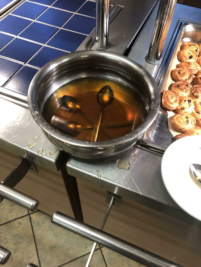 This Is The Syrup Bowl At My Boarding School In UK Breakfast. They Call Me Crazy For Bringing My Own Bottled Syrup But Now They Understand Why
