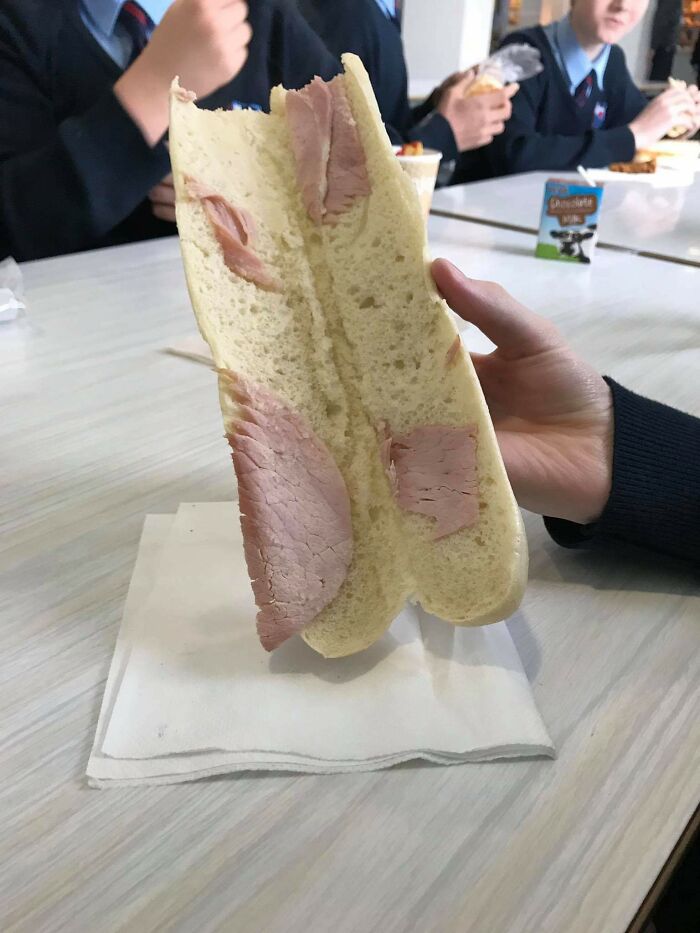Sliced Ham In A Beautiful Bread Served By My School's Cafeteria. Near £2 For This, Could Get A Ready Meal For Cheaper