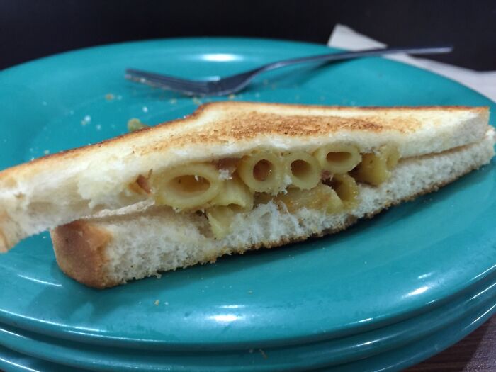 My School's Take On "Grilled Mac'n'cheese". And Yes, It Was As Dry As It Looks