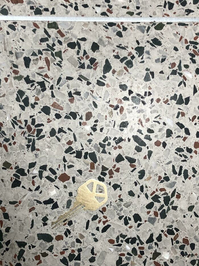 This Floor Tile At Laguardia Airport Has A House Key Embedded In It