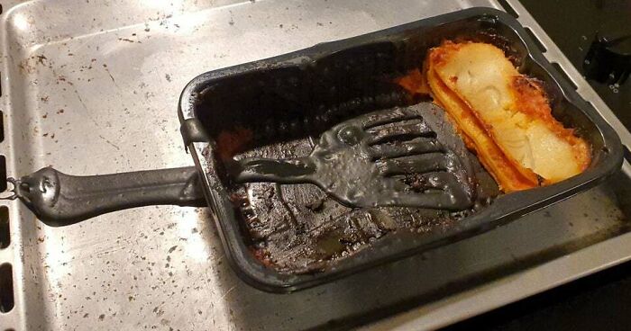 Forgot My Plastic Spatula In The Oven While Heating Up My Lasagna