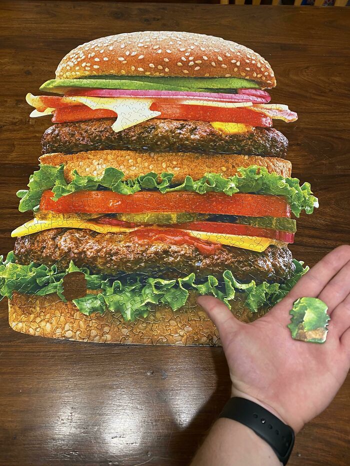 This Burger Puzzle Has A Piece Shaped Like The Whole Puzzle