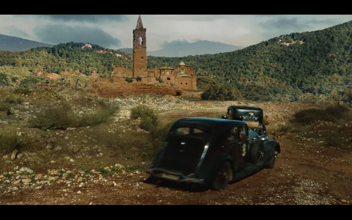 This Shot Of Pan's Labyrinth (2006) Features The Nationalists Driving By The Ruins Of Belchite, A Town Destroyed In The Spanish Civil War And Ordered By General Franco To Remain Untouched As A Living Monument To The War