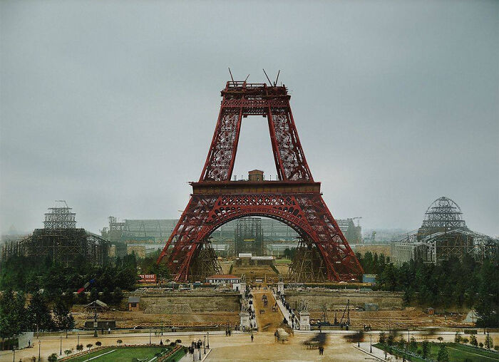 Eiffel Tower Under Construction, July 1888 [colorized]