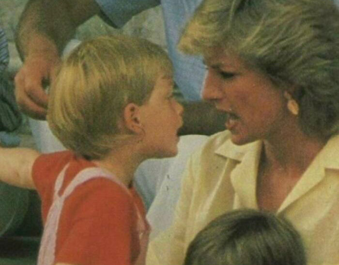 Princess Diana Losing An Argument To Her 7 Year Old Son.around 1991,