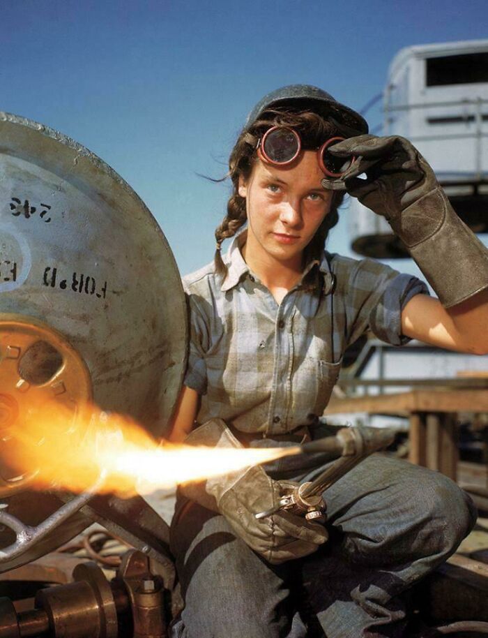 A Young Female Welder Photographed By Bernard Hoffman In Connecticut, Circa 1943. 