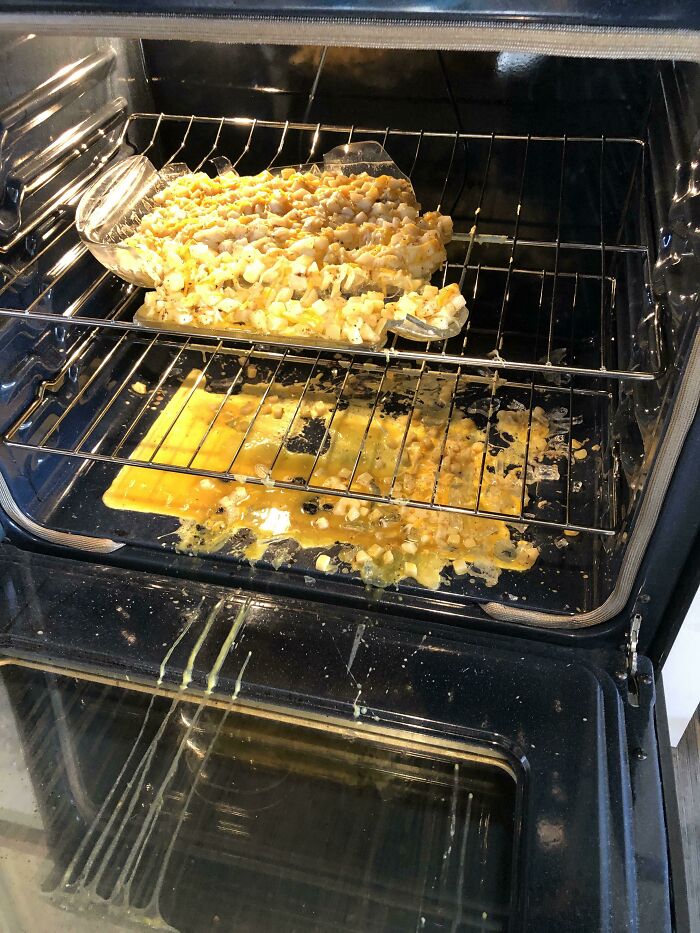 I Tried To Make A Breakfast Casserole For Hosting The In-Laws. The Food Wasn’t Cold Potatoes Were Browned And Hot And Dish Was Supposed To Be Oven Safe