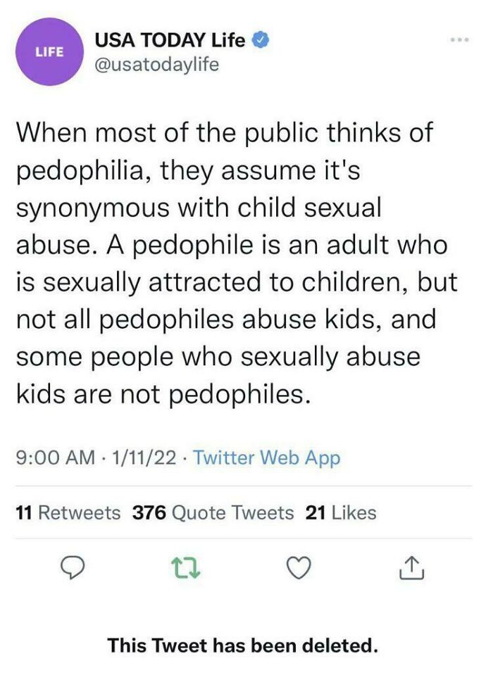 USA Today Trying To Normalize Pedophiles