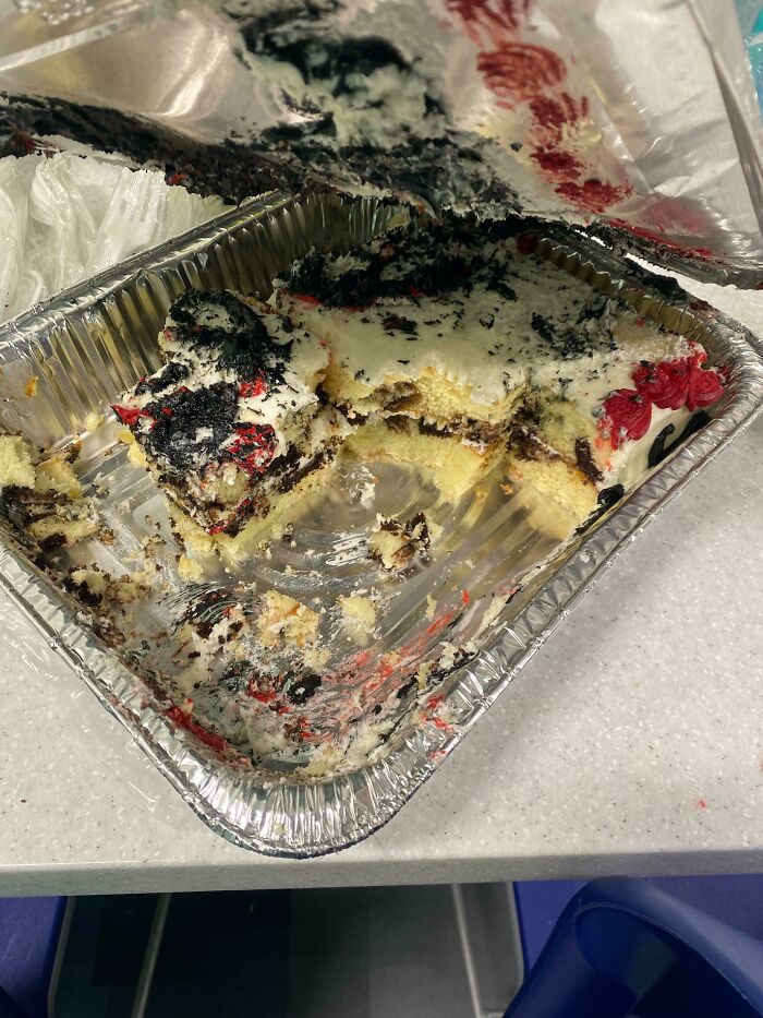 Chief Nursing Officer Brought In This Half Eaten Cake From Her House Party As A “Thanks” To The Nurses Working At The Children’s Hospital